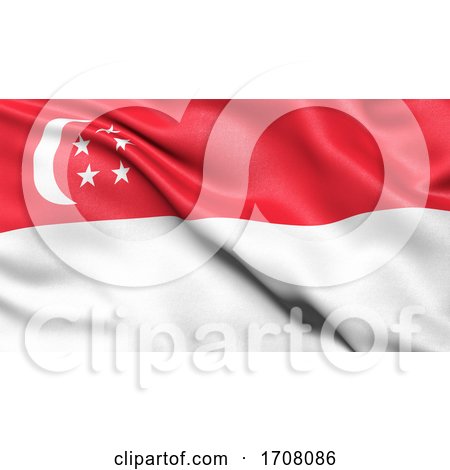 3D Illustration of the Flag of Singapore Waving in the Wind by stockillustrations