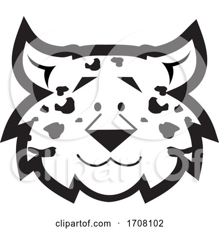 Cartoon Black and White Leopard School Sports Mascot Face by Johnny Sajem