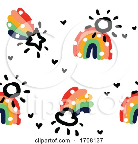 Bold and Playful Background Pattern of Rainbows by elena