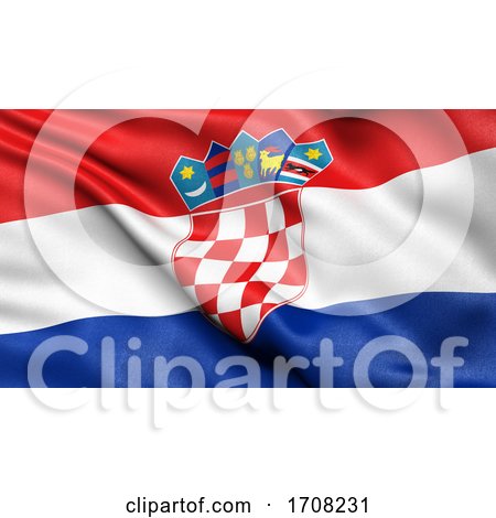 3D Illustration of the Flag of Croatia Waving in the Wind. by stockillustrations