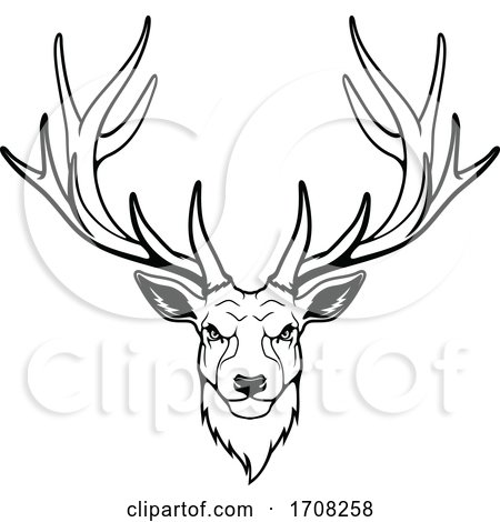 Tough Black and White Deer Stag Mascot by Vector Tradition SM