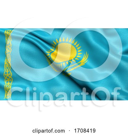 3D Illustration of the Flag of Kazakhstan Waving in the Wind. by stockillustrations