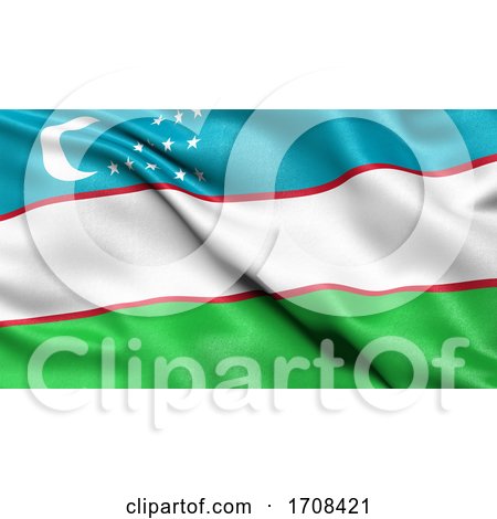 3D Illustration of the Flag of Uzbekistan Waving in the Wind. by stockillustrations