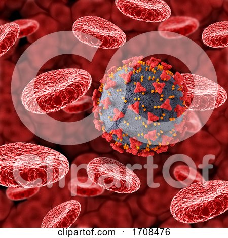 3D Medical Background with Covid 19 Cells and Blood Cells by KJ Pargeter