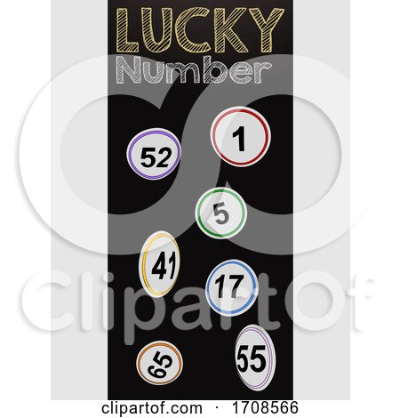 Lucky Number Black Panel with Flying Buttons Numbers by elaineitalia
