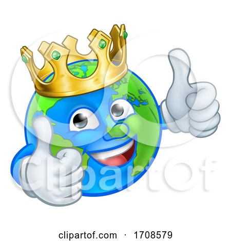 King Earth Globe World Mascot Cartoon Character by AtStockIllustration