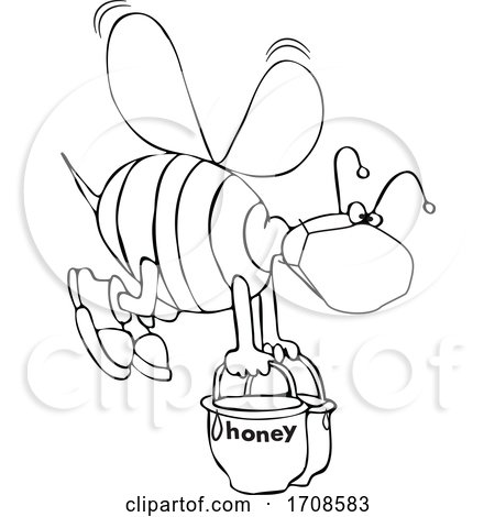 Black and White Bee Wearing a Mask and Carrying Heavy Buckets of Honey by djart