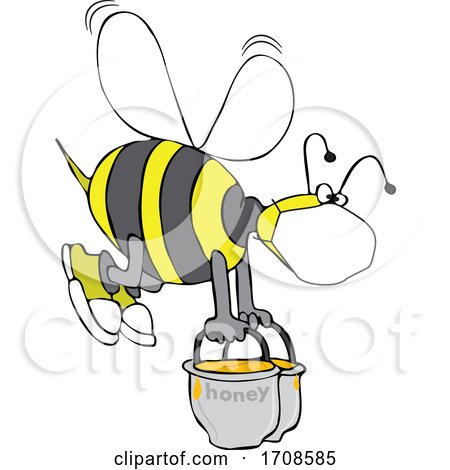 Bee Wearing a Mask and Carrying Heavy Buckets of Honey by djart