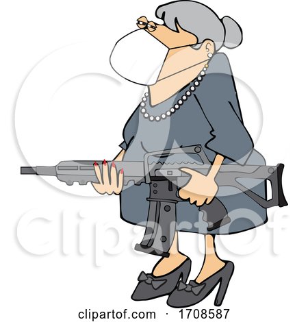 Granny Wearing a Face Mask and Holding an Assault Rifle by djart
