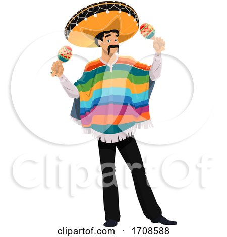 Mexican Man Playing Maracas by Vector Tradition SM