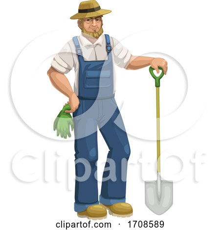 Farmer or Gardener with a Shovel by Vector Tradition SM