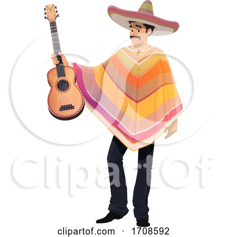 Mexican Man Holding a Guitar by Vector Tradition SM