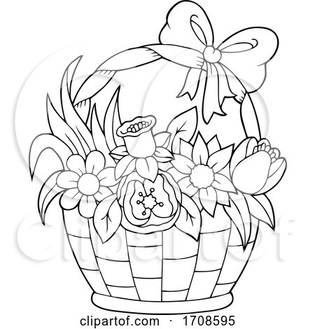 Black and White Basket Full of Spring Flowers by visekart