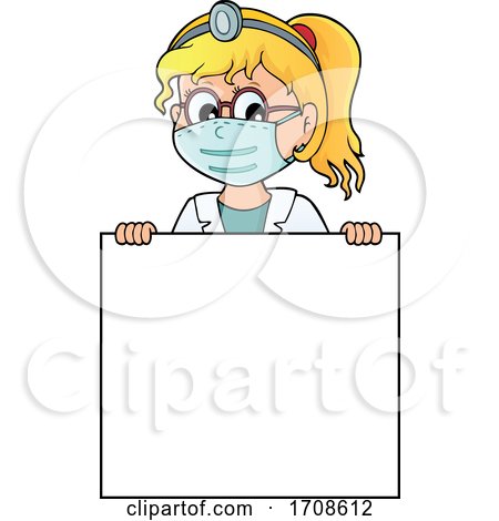 Female Doctor Wearing a Mask over a Sign by visekart