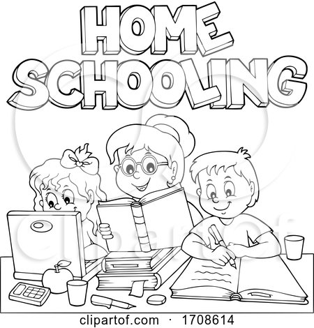Black and White Mother Home Schooling Her Children by visekart