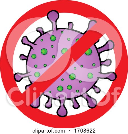 Cartoon Purple Virus in a Prohibited Symbol by visekart