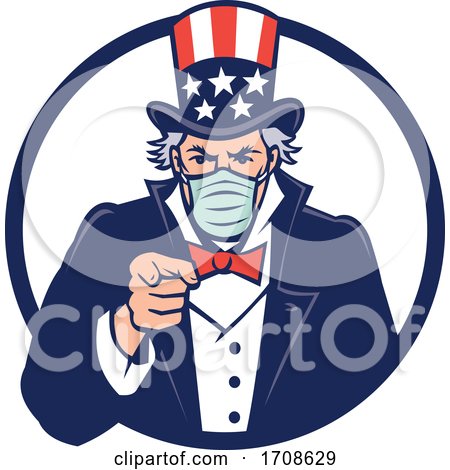 Uncle Sam Wearing Mask Pointing Mascot by patrimonio