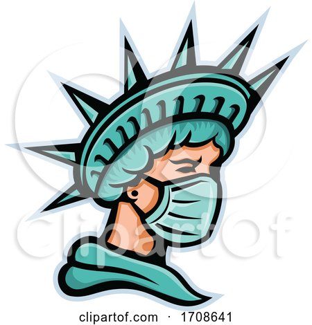 Statue of Liberty Wearing a Covid Face Mask by patrimonio