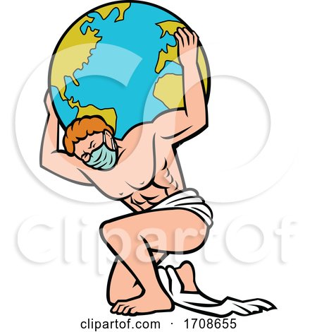 Atlas Wearing a Mask and Carrying the World by patrimonio