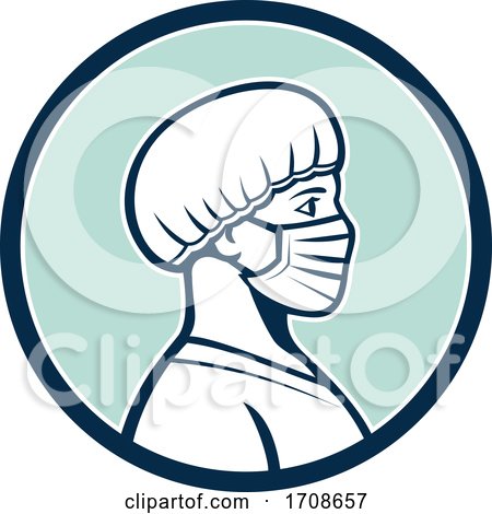Female Nurse Wearing Face Mask Side Profile by patrimonio