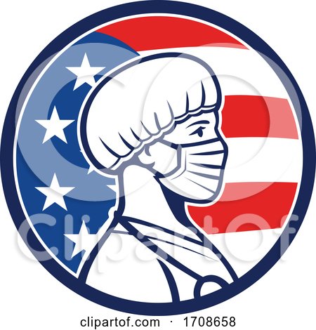 American Nurse Looking up USA Flag Circle by patrimonio