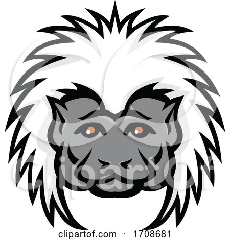 Cotton Top Tamarin Monkey Head Mascot Color by patrimonio