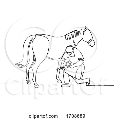 Farrier and Horse Continuous Line by patrimonio