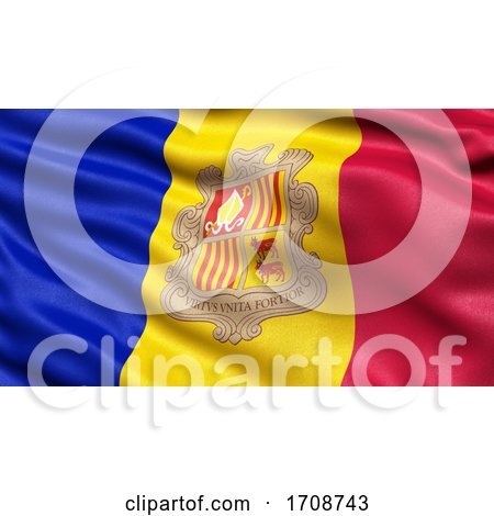3D Illustration of the Flag of Andorra Waving in the Wind by stockillustrations