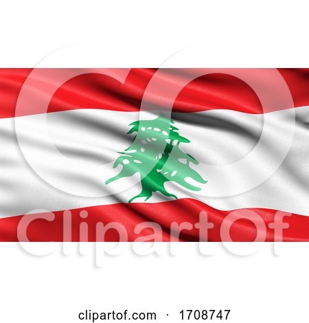 3D Illustration of the Flag of Lebanon Waving in the Wind by stockillustrations