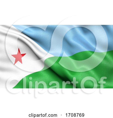 3D Illustration of the Flag of Djibouti Waving in the Wind by stockillustrations