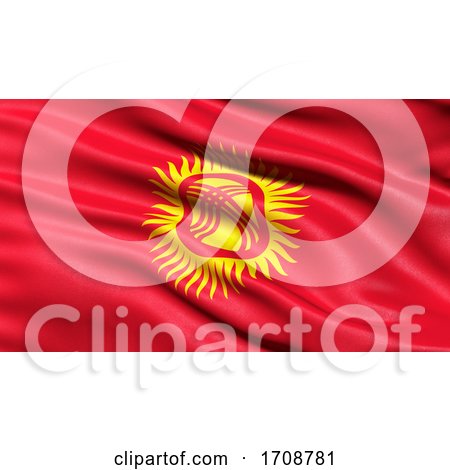 Flag of Kyrgyzstan Waving in the Wind with a Positive Covid-19 Blood Test Tube 3D Illustration Concept for Blood Testing for Diagnosis of the New Corona Virus. by stockillustrations