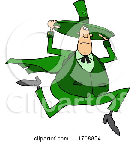 Cartoon Irish Man Running and Holding onto His Hat by djart
