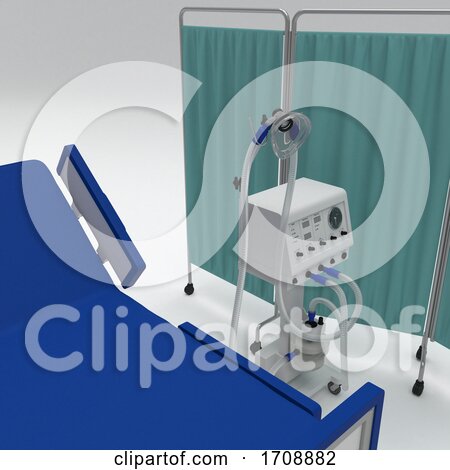 3D Hospital Bed with Respirator by KJ Pargeter