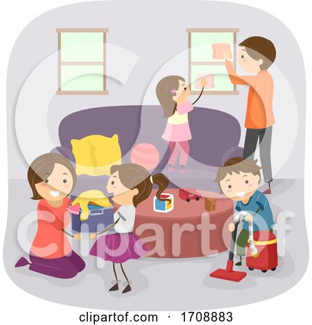 Stickman Family Household Chores Illustration by BNP Design Studio