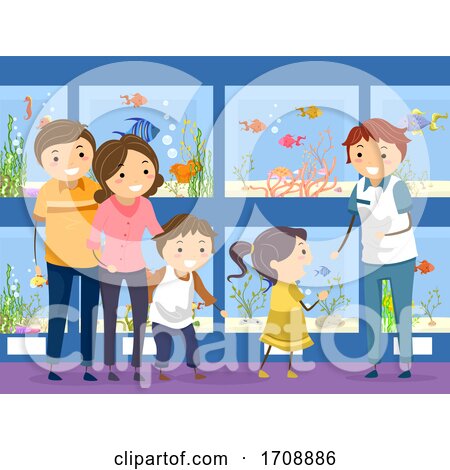 Stickman Family Fish Pet Fish Shop Illustration by BNP Design Studio