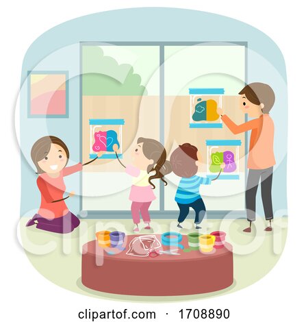 Family Indoor Activity Mess Free Painting Illustration by BNP Design Studio