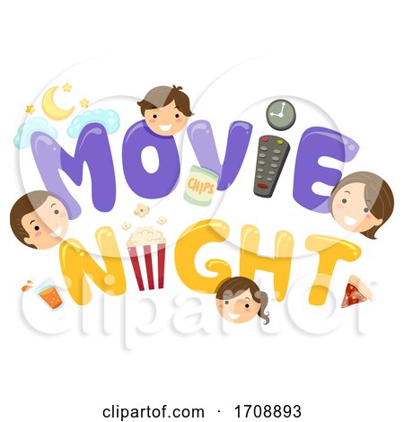 Stickman Family Movie Night Heads Illustration by BNP Design Studio