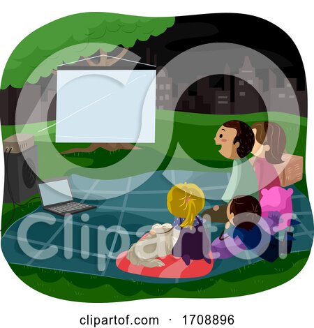 Family Night Picnic Watch Movie Illustration by BNP Design Studio