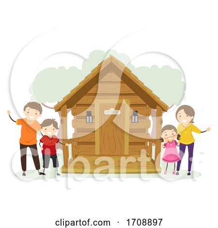 Stickman Family off Grid Cabin Illustration by BNP Design Studio
