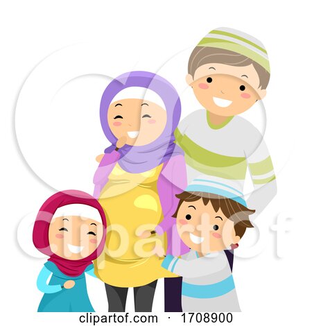 Stickman Family Pregnant Woman Muslim Illustration by BNP Design Studio
