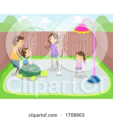 Stickman Family Splash Pod Backyard Illustration by BNP Design Studio