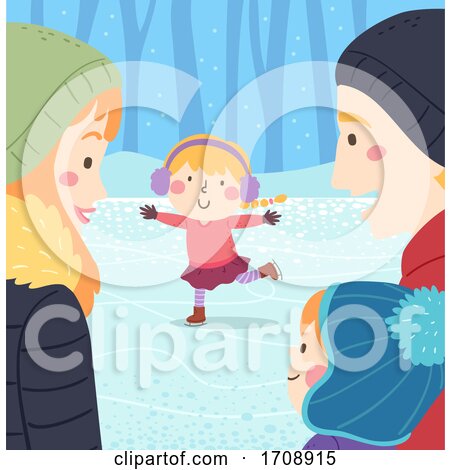 Kid Girl Ice Skate Family Watch Illustration by BNP Design Studio