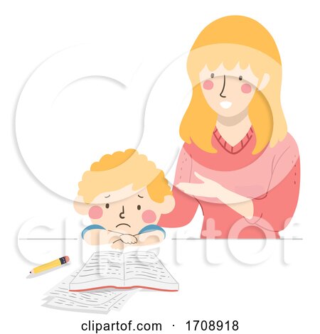 Kid Boy Sad Study Mom Teacher Talking Illustration by BNP Design Studio