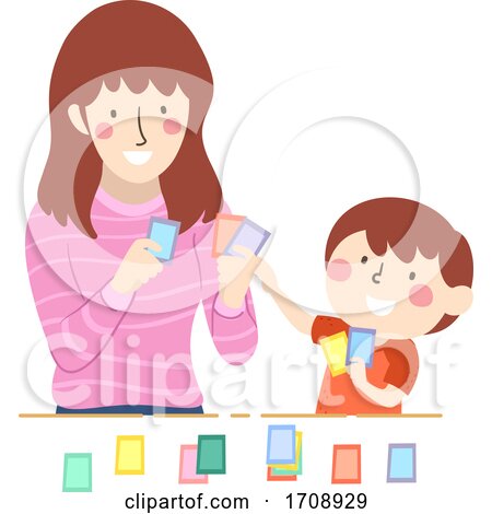 Kid Boy Teach Mom Game Activity Cards Illustration by BNP Design Studio