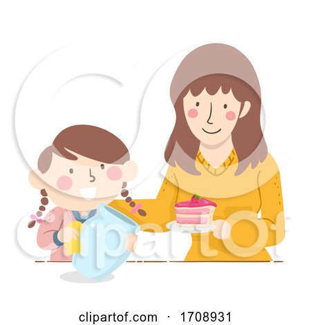 Kid Girl Mom Motivate Cleaning Illustration by BNP Design Studio