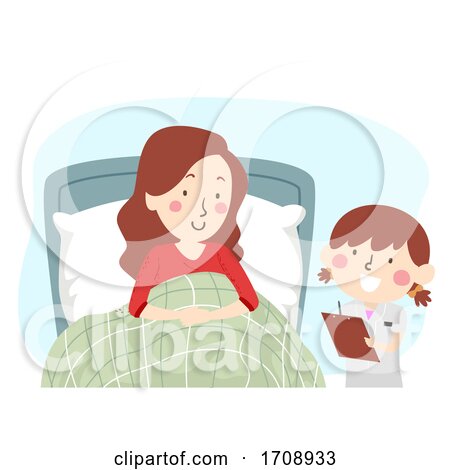 Kid Girl Mom Role Play Nurse Patient Illustration by BNP Design Studio