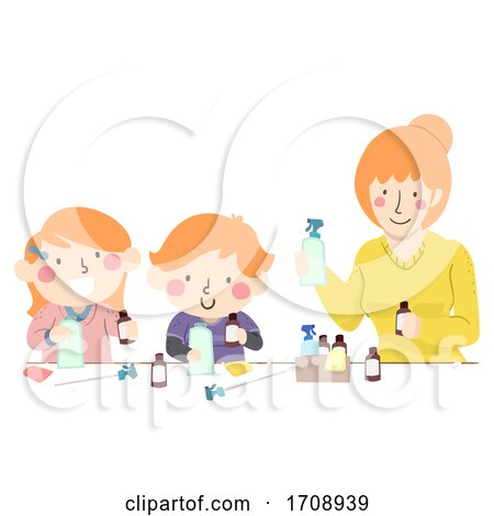 Mom Kids Make Scented Cleaning Spray Illustration by BNP Design Studio