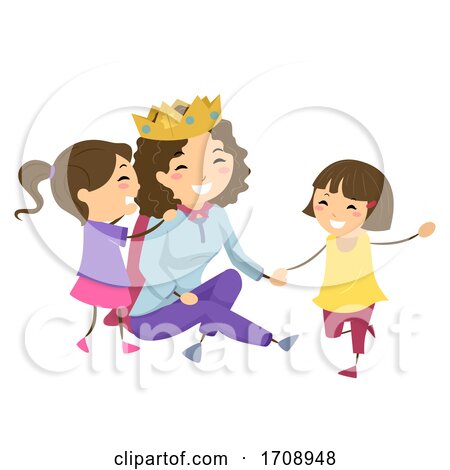 Stickman Kids Girls Mom Queen Play Illustration by BNP Design Studio