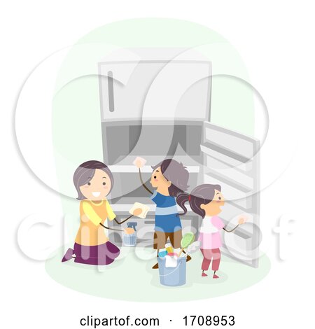 Kids Mom Teach Clean Refrigerator Illustration by BNP Design Studio
