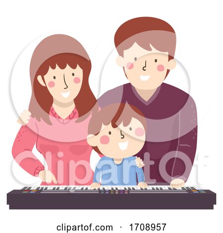 Family Kid Piano Keyboard Illustration by BNP Design Studio